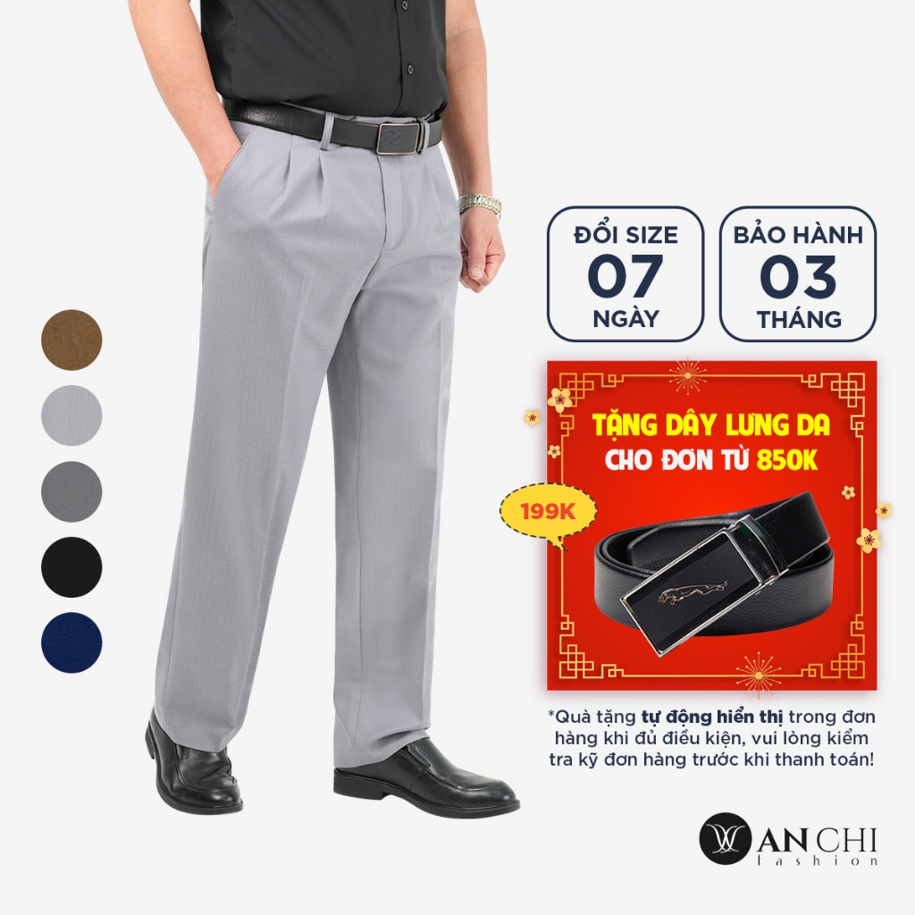 Quần âu nam 2 ly trung niên cao cấp mẫu mới 2024 ANCHI form suông lịch sự - ACQA2LI2024