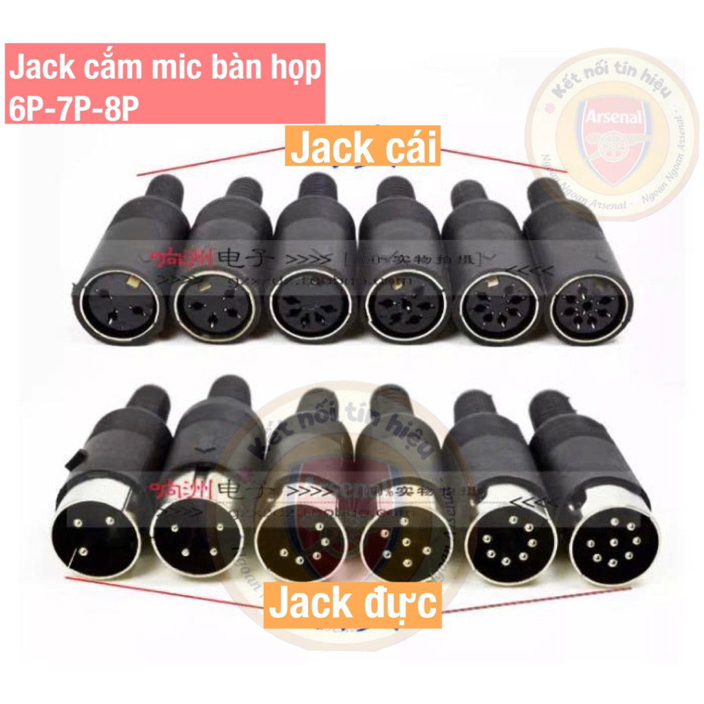 Đầu jack MIDI DIN 6P 7P 8P mini S terminal plug đực cái. jack midi 6 chân, 7 chân, 8 chân. jack mic 