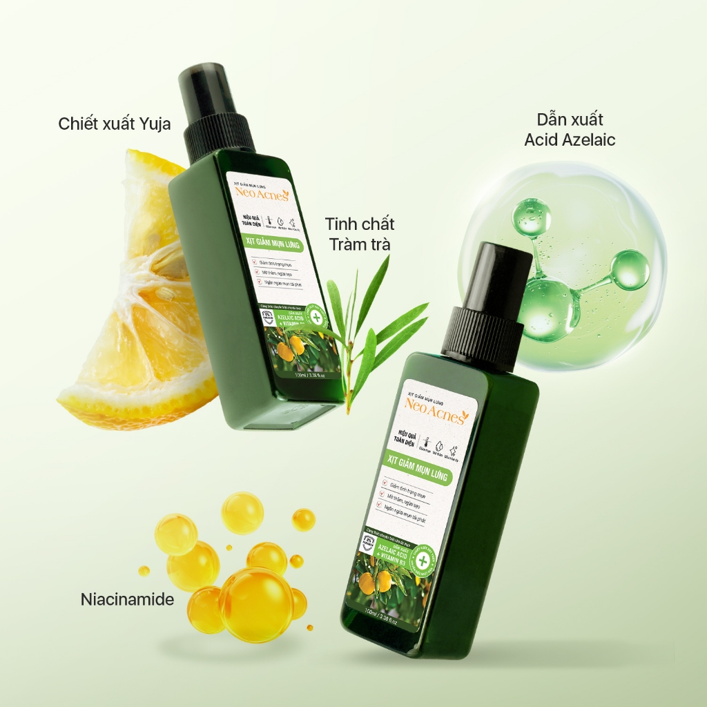 Xịt giảm mụn lưng, giảm viêm nang lông Neoacnes sạch mụn, mờ thâm giảm viêm 100ml | BigBuy360 - bigbuy360.vn