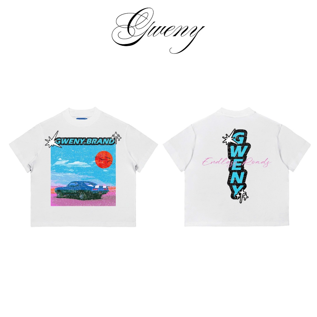 Áo Thun BOXY GWENY COTTON 280gsm - WHITE - GWENY OTO - FORM BOXY