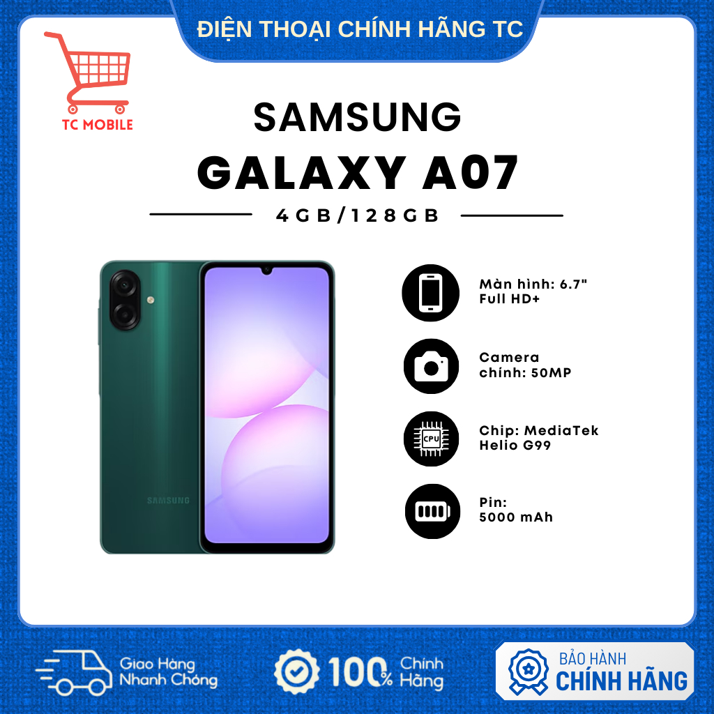 Điện thoại Samsung Galaxy A07 4G (4GB/128GB) - Hàng Chính  Hãng