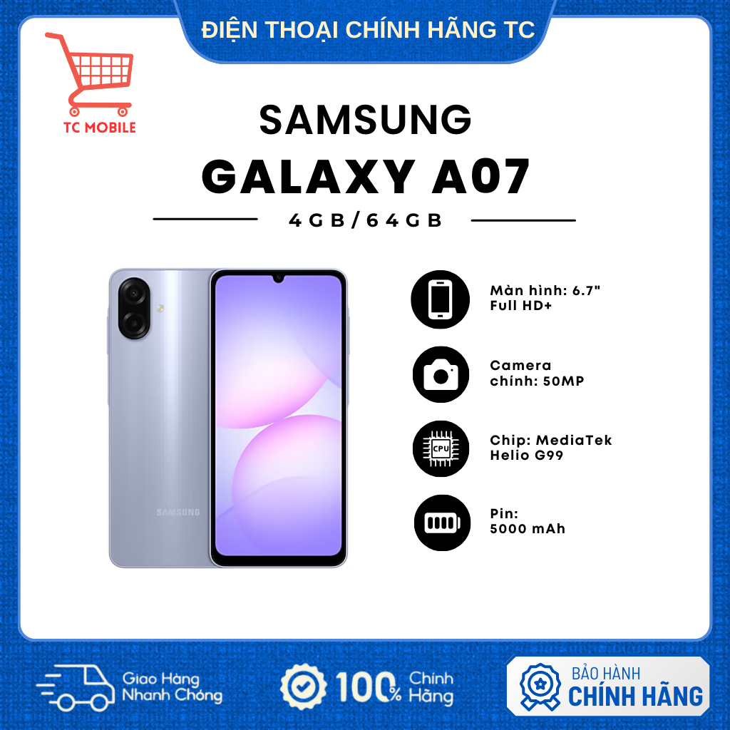 Điện thoại Samsung Galaxy A07 4G (4GB/64GB) - Hàng Chính Hãng