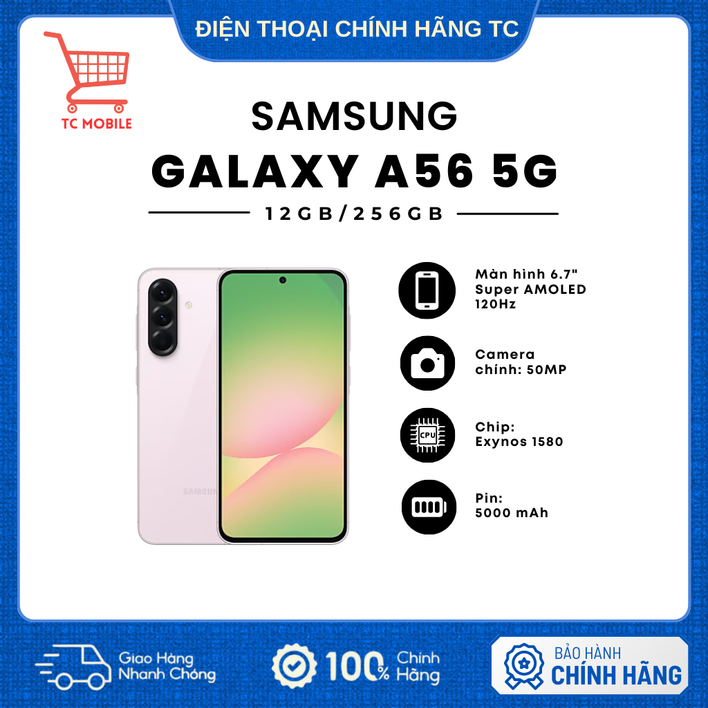 Điện thoại Samsung Galaxy A56 5G 12GB/256GB - Hàng Chính Hãng