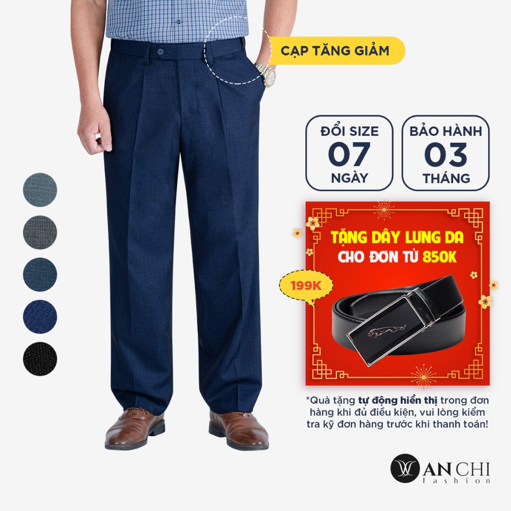 Quần âu nam trung niên 1 ly cạp tăng giảm thông minh ANCHI mẫu mới 2025 - QATC25.02
