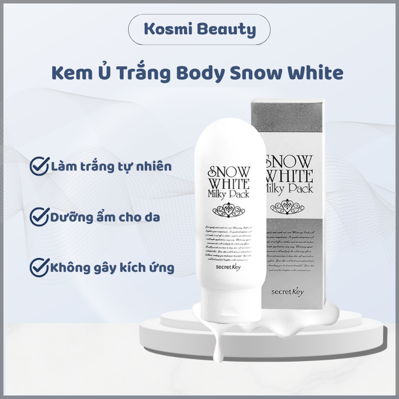Kem body Snow White kem ủ trắng toàn thân Secret Key Snow White Milky Pack 200g - Kosmi Beauty
