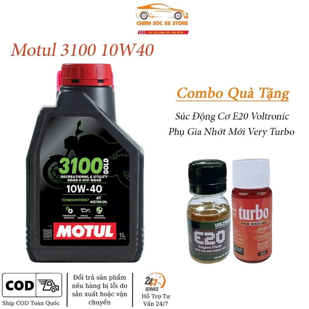 Nhớt Cho Xe Số Motul 3100 Gold 10W40, 5100 10W30 Tặng Súc Động Cơ Và Phụ Gia Nhớt Mới
