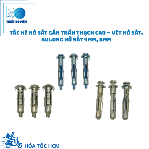 Tắc kê nở sắt gắn trần thạch cao – Vít nở sắt , Bulong nở sắt 4mm, 6mm chịu lực tốt