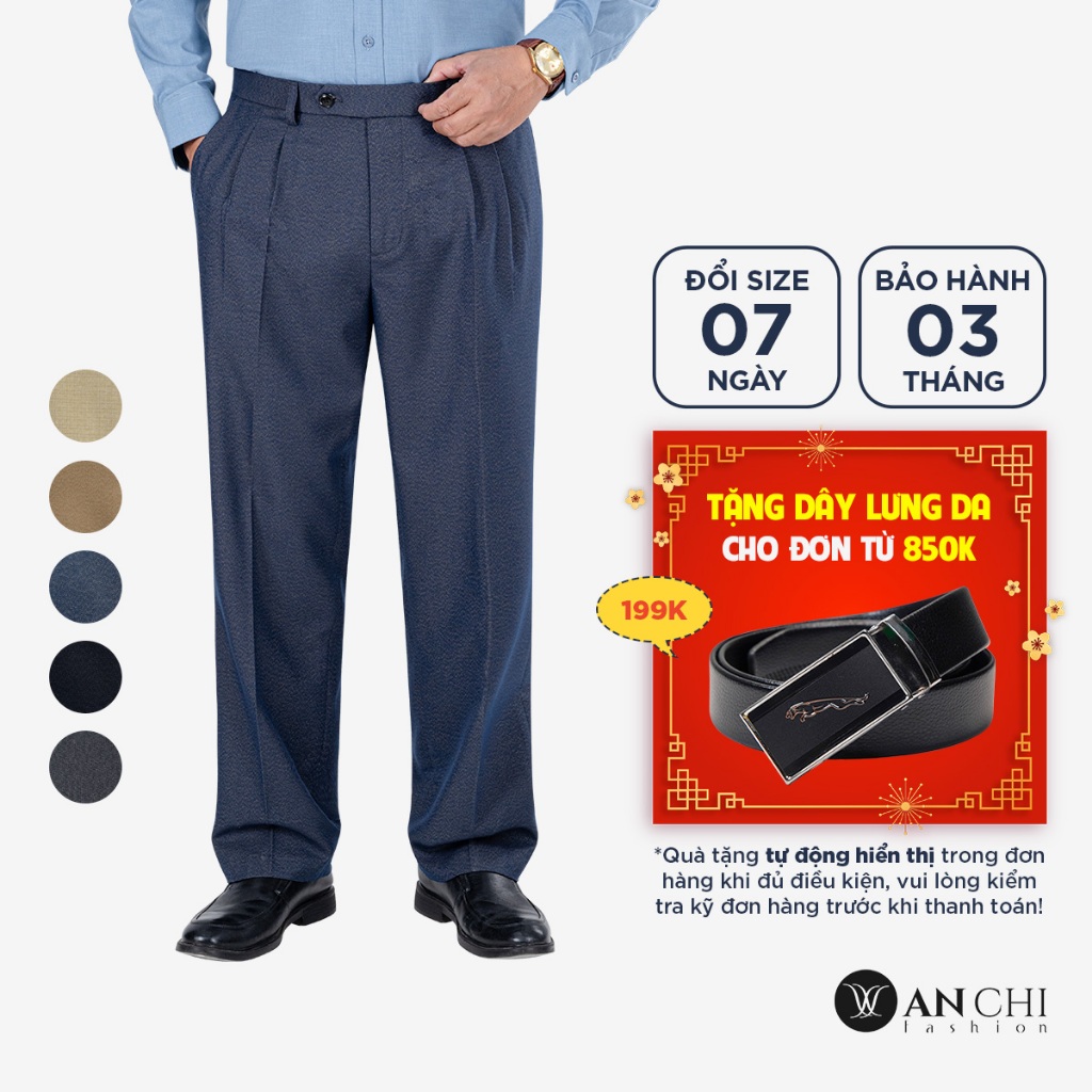 Quần âu 2 ly đốm 2025 dành cho nam trung niên ANCHI form suông ống rộng - Q2L-25-01