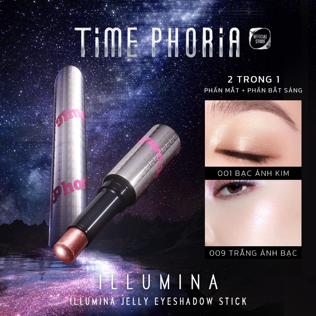 【new】Nhũ mắt bắt sáng Time Phoria highlight chuẩn màu lâu trôi lấp lánh dễ dùng cho người mới