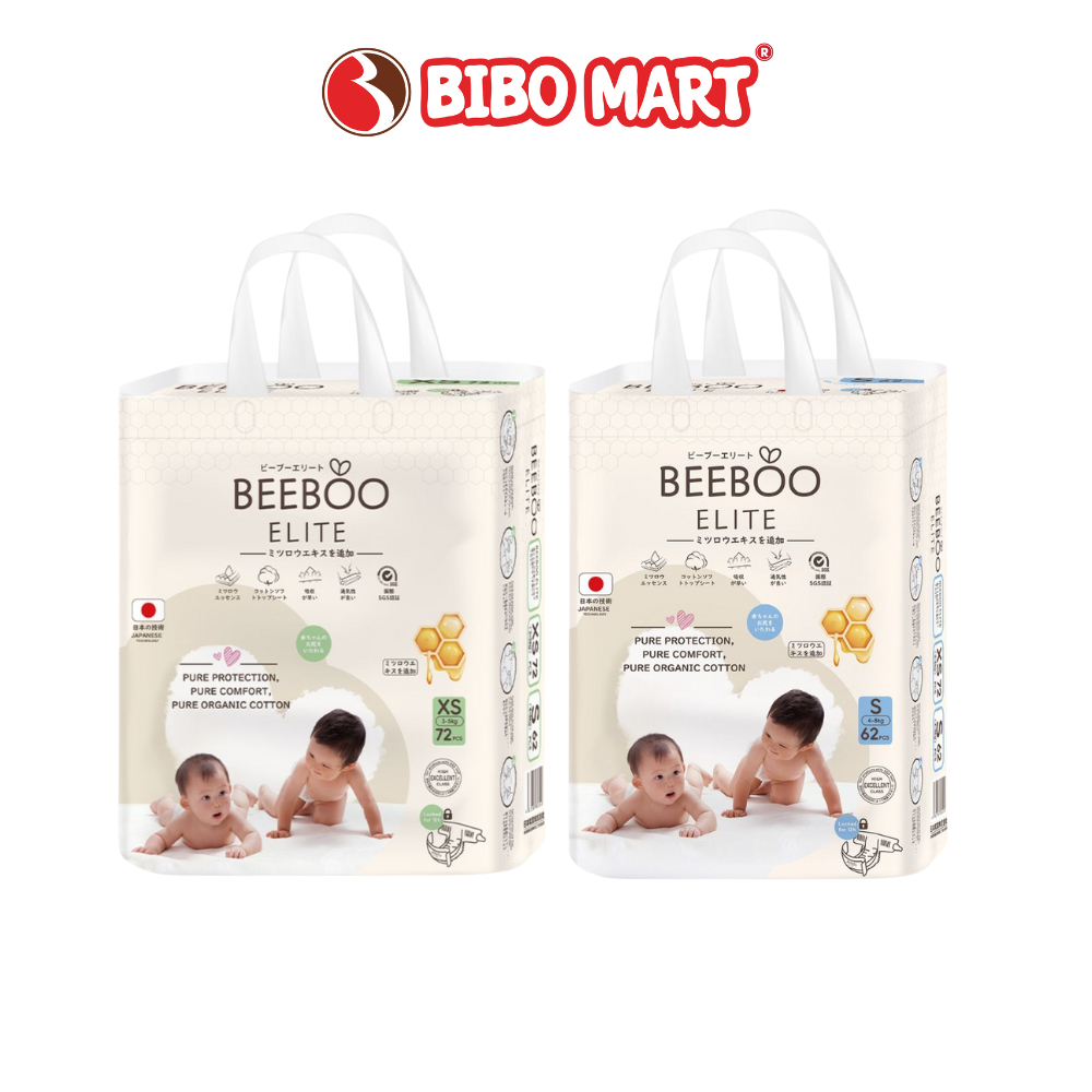 Bỉm Dán Tã BeeBoo Elite Size XS S Cho Bé Chống Tràn Siêu Thấm An Toàn - Bibo mart