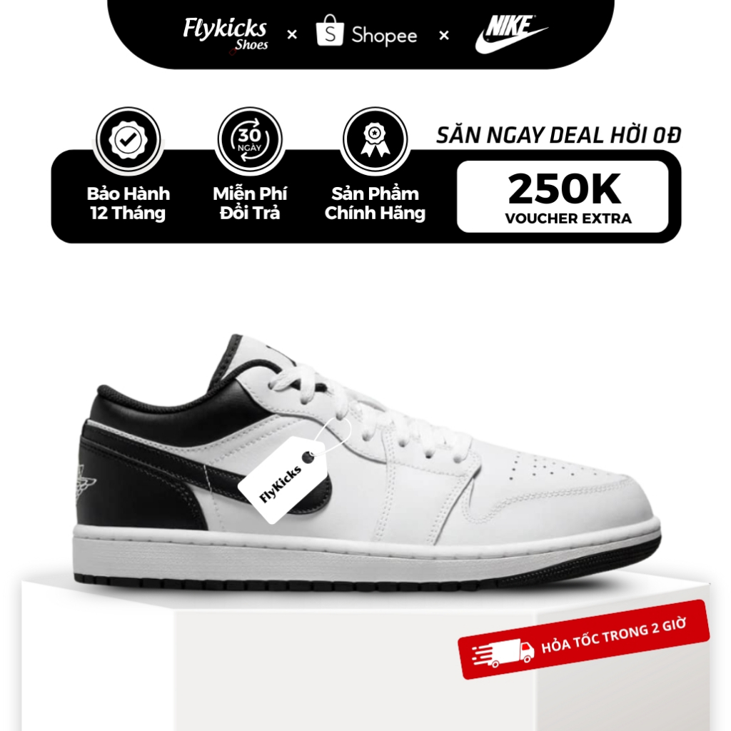 Giày Air Jordan 1 Low White Black 553560-132 Thể Thao Nam Nữ, Fullbox FlyKicks