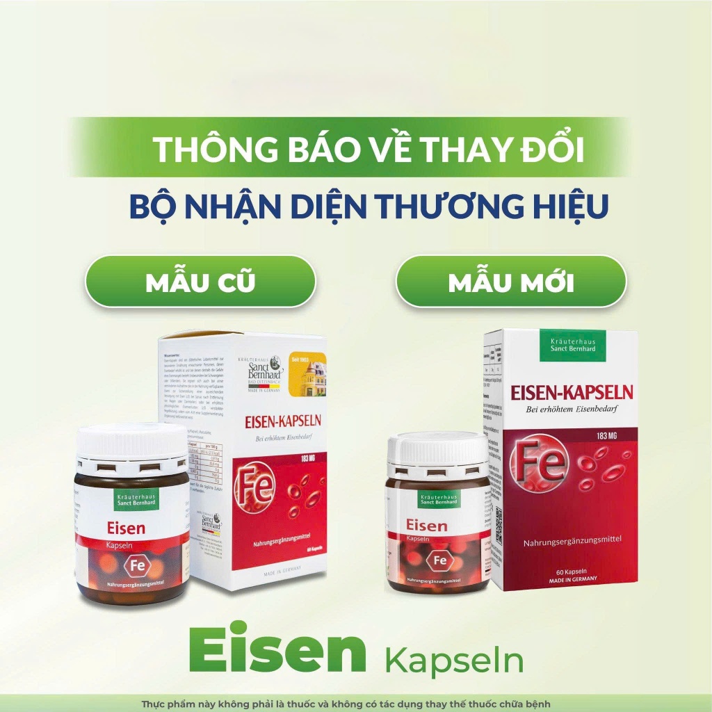 Viên uống bổ sung sắt Sanct Bernhard EISEN-KAPSELN (Hộp 60 viên)