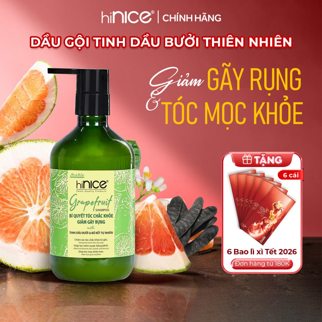 Dầu Gội Tinh Dầu Bưởi & Bồ Kết Thiên Nhiên hiNICE Grapefruit Shampoo Dành Cho Tóc Gãy Rụng