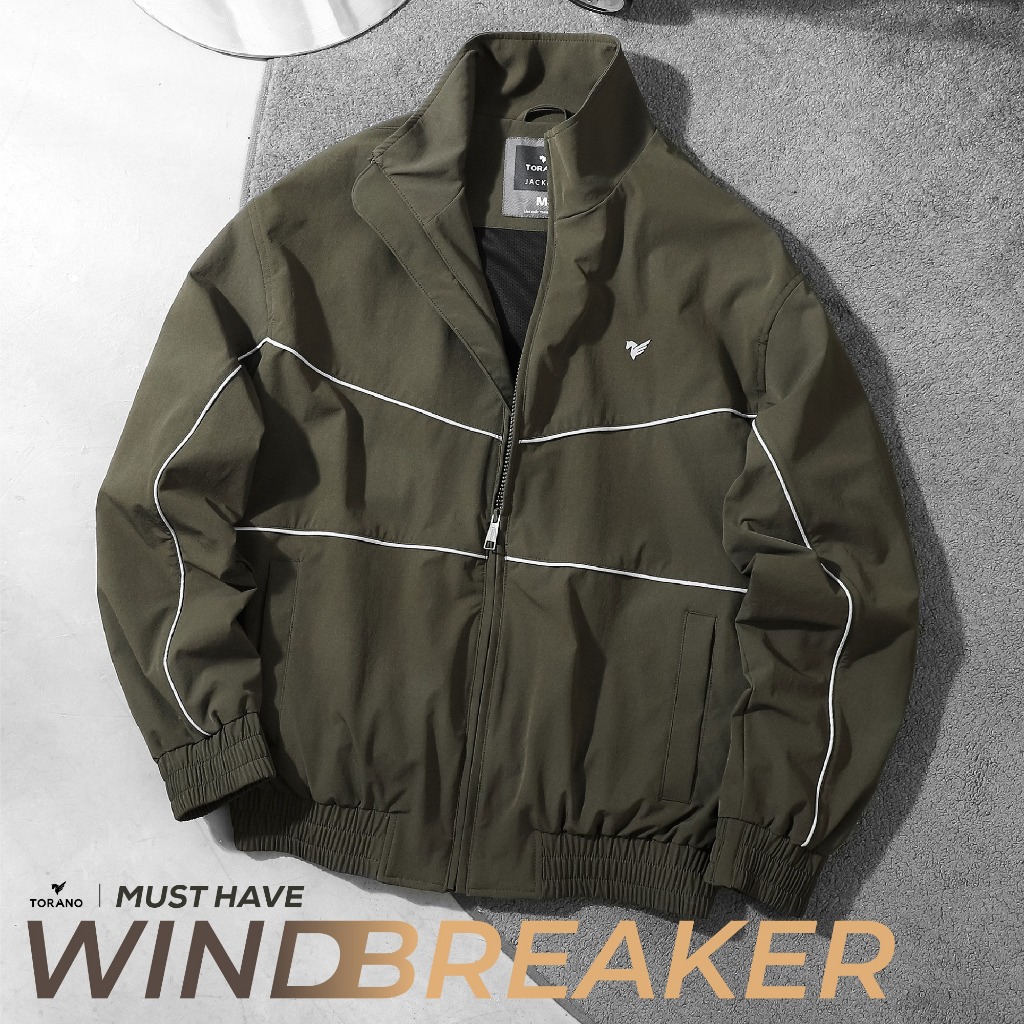Áo khoác gió 2 lớp WINDBREAKER JACKET TORANO cổ cao, phối lé CHỐNG NƯỚC – CẢN BỤI – GIỮ NHIỆT FWCW00