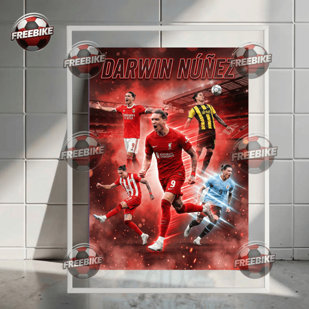 POSTER DARWIN NÚÑEZ KHUNG BẰNG KÍNH PHA LÊ CAO CẤP