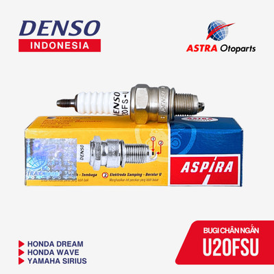 [Hộp 10 chiếc] Bugi Aspira Denso xe máy Honda Cub, Dream, Wave mã 15-U20FSU (chân ngắn)