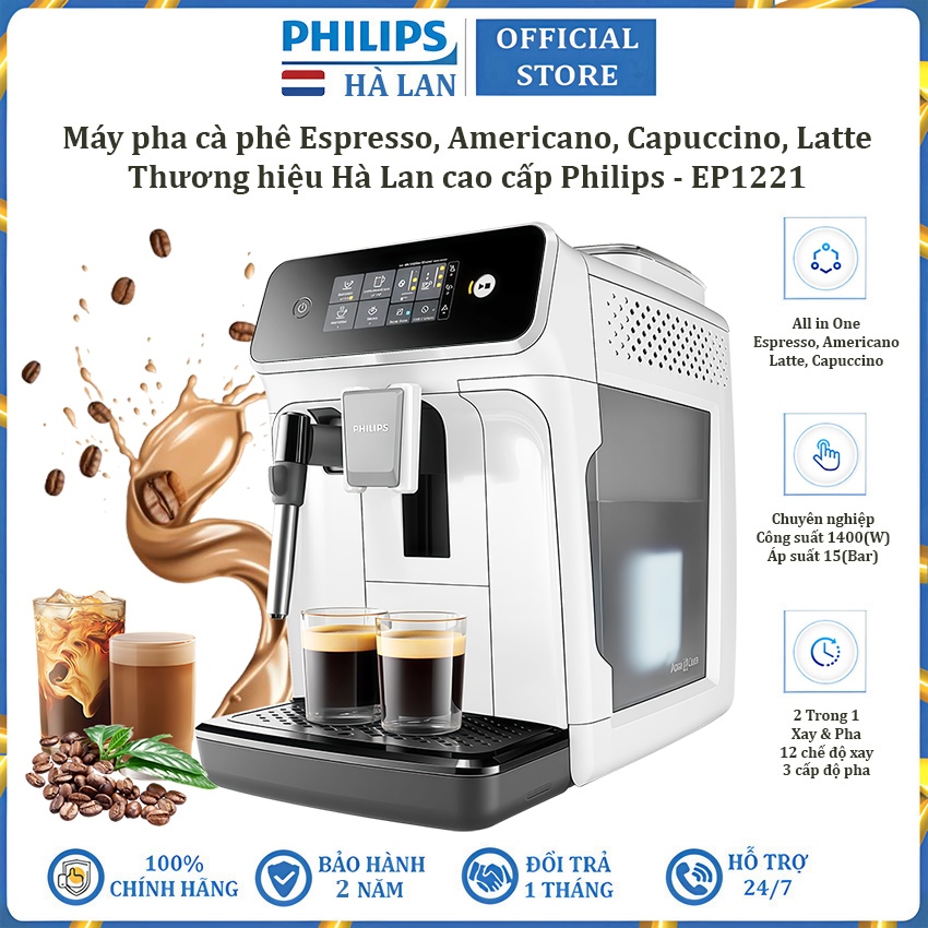 Máy pha cà phê Espresso, Americano tự động và Capuccino, Latte thương hiệu Philips EP1221/69 - Công 