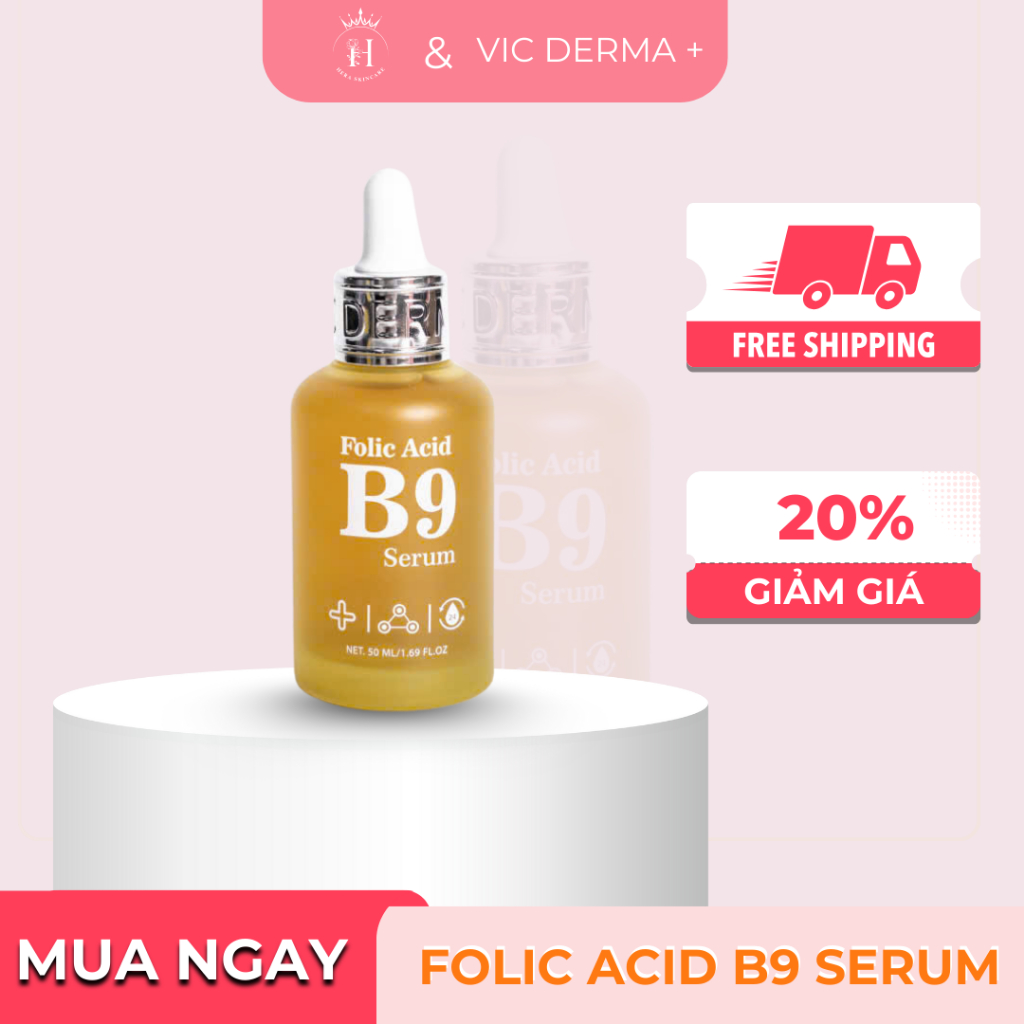 Serum B9 Cấp Ẩm Sâu, Phục Hồi Trẻ Hóa VIC DERMA Folic Acid B9 Serum 50ML- Hoa Hera Skincare