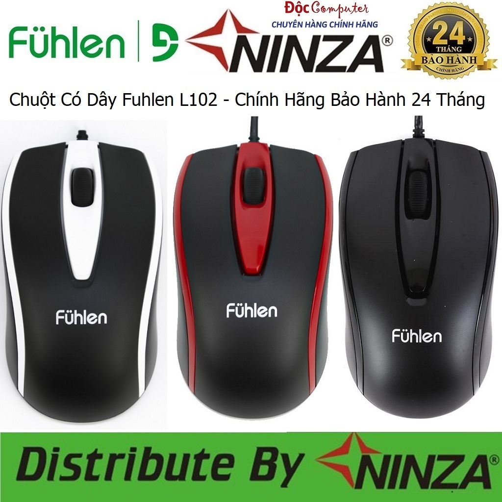 Chuột có dây dùng cho game, văn phòng, học tập chính hãng Fuhlen L102 (2 màu hồng-đen)