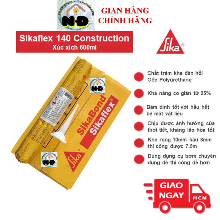 [Hỏa Tốc] Keo Trám Khe Sika Đàn Hồi Sikaflex 140 Construction Sika Flex 600ml Gốc PU Xám Hoặc Trắng