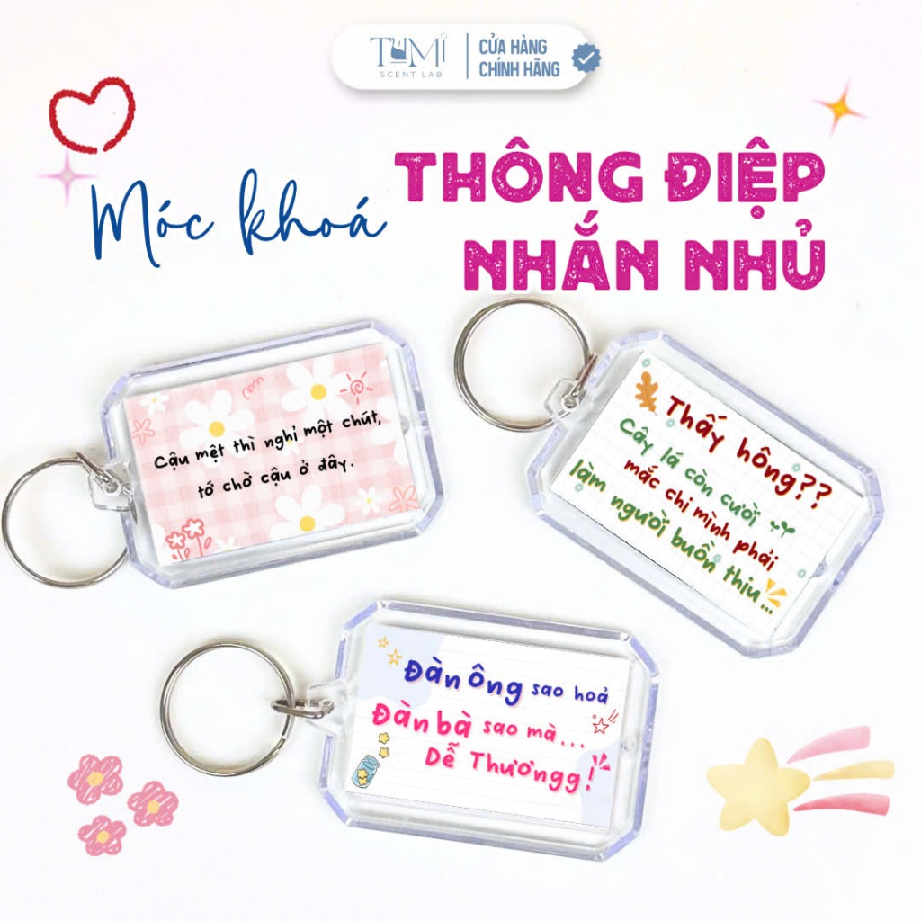 Móc Khoá Thông Điệp Nhắn Gửi Dễ Thương, Key Chain In 2 Mặt, Lời Nhắn Gần Gũi Tặng Bạn Bè, Người Yêu