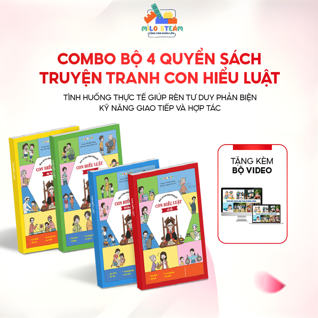 Combo 4 cuốn truyện tranh con hiểu luật Milo Steam - Giúp bé bảo vệ bản thân, tránh xa nguy hiểm