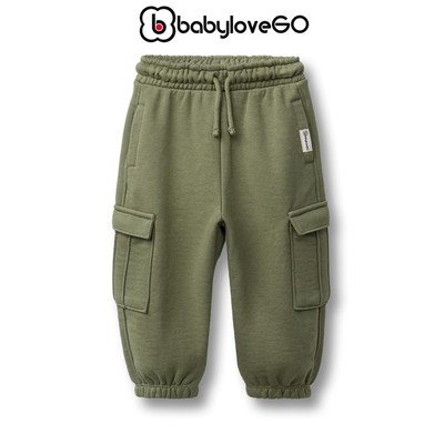 Quần dài bé trai BabyloveGO quần jogger bé trai túi hộp trơn co giãn nhẹ, quần dài nỉ thu đông cho bé 1-10 tuổi