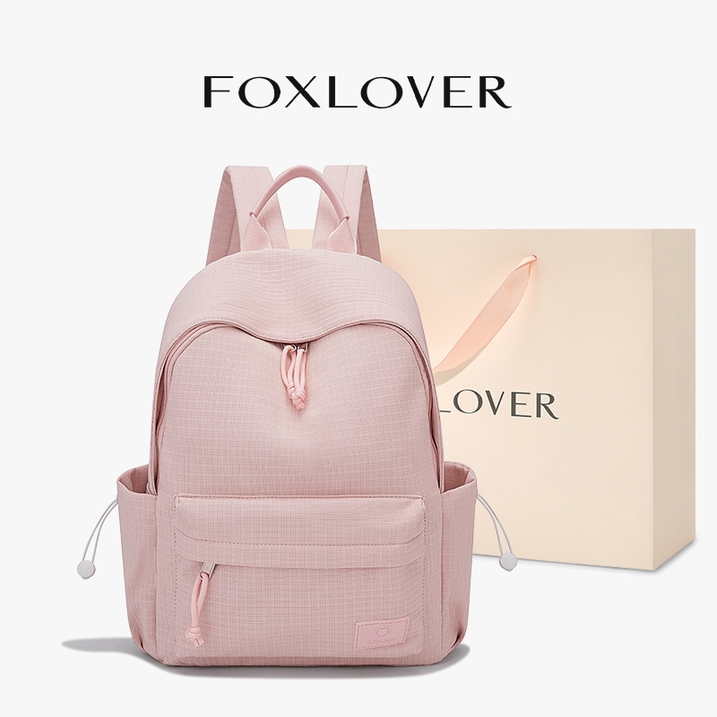 FOXLOVER Ba lô nữ Có ngăn khóa kéo tiện dụng phía sau Dung tích lớn Dễ thương Màu hồng