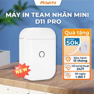 Máy in nhiệt mini cầm tay Aiyin D11 kết nối bluetooth in mã QR, barcode mã vạch, ghi chú