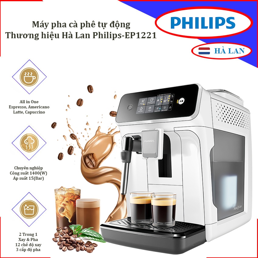 Máy pha cà phê Espresso, Americano tự động và Capuccino, Latte. Thương hiệu Hà Lan cao cấp Philips -