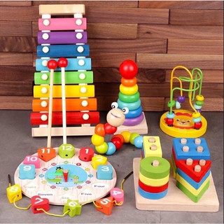 COMBO 6 MÓN ĐỒ CHƠI GỖ MONTESSORI ANBEBE THÔNG MINH PHÁT TRIỂN TRÍ TUỆ CHO BÉ