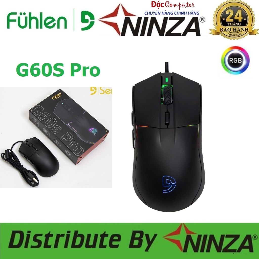 huột có Dây Gaming Fuhlen G60s Pro RGB Switch Huano ( App chỉnh Macro, cảm biến quang PixArt 3519, D