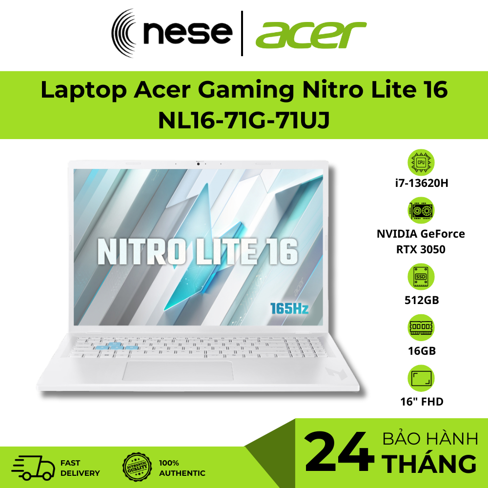 Laptop Acer Gaming Nitro Lite 16 NL16-71G-71UJ (Intel Core i7-13620H | RTX3050 | 16 inch FHD+ | 16GB