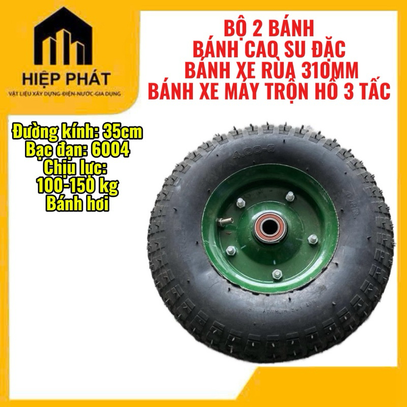 Bánh xe rùa số 6 xe đẩy hàng ( 4.00-6)  có vòng bi 6004, dày bánh mới, đường kính bánh 35cm