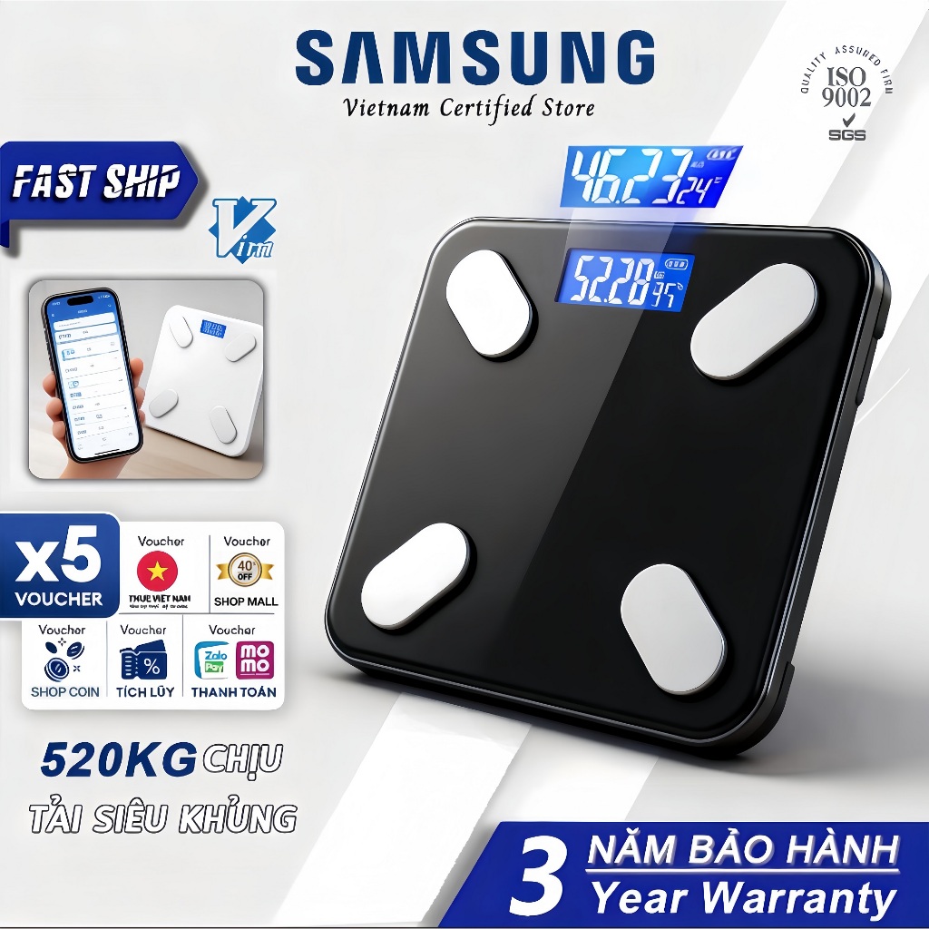 【Bảo hành 3 năm miễn phí 】 Cân điện tử Scale Weight 2026NEW 18 Dữ liệu sinh thái  Hỗ trợ kết nối điện thoại di động APP