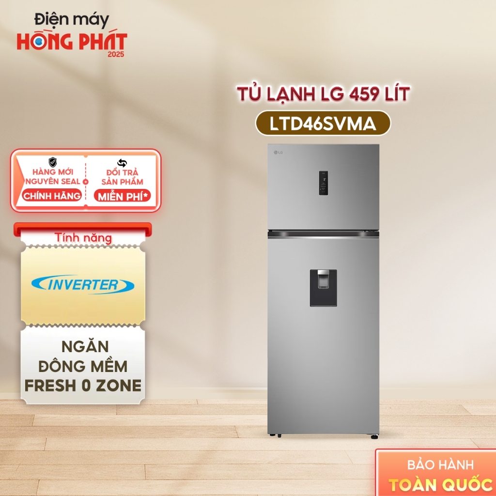 [Freeship HCM/Cần Thơ] - Tủ lạnh LG Inverter 459 lít LTD46SVMA - Ngăn Đá Trên - Lấy Nước Ngoài