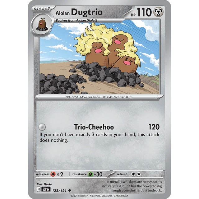 [Thẻ bài Pokemon EN] Alolan Dugtrio 123/191 Surging Sparks (SSP)