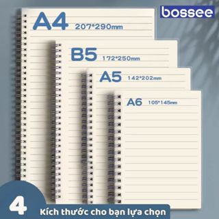 Sổ lò xo A5 B5 A4 160 Trang giấy kẻ caro, kẻ ngang, không dòng kẻ, vở bìa nhựa trong suốt ghi chép tiện lợi học sinh