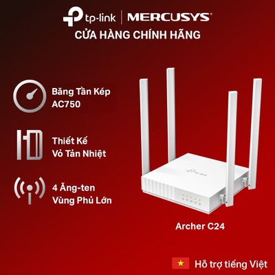 Bộ Phát Wifi TP-Link Archer C24 Băng Tần Kép AC 750Mbps