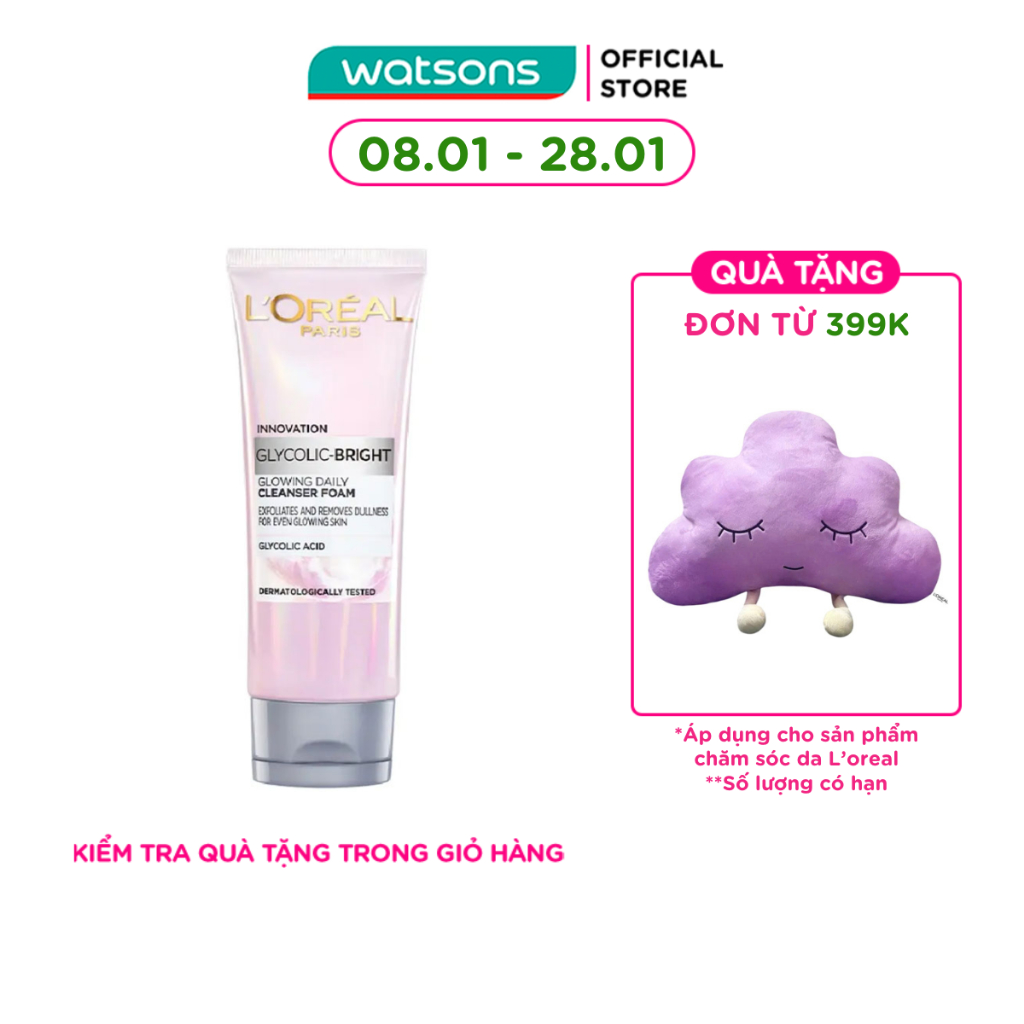 Sữa Rữa Mặt L'Oreal Paris Sáng Da Glycolic Bright Glowing Daily Cleanser Foam 100ml