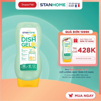 Nước rửa chén bát cho máy rửa chén Stanhome hương chanh bạc hà all in one dish gel 720ml/chai