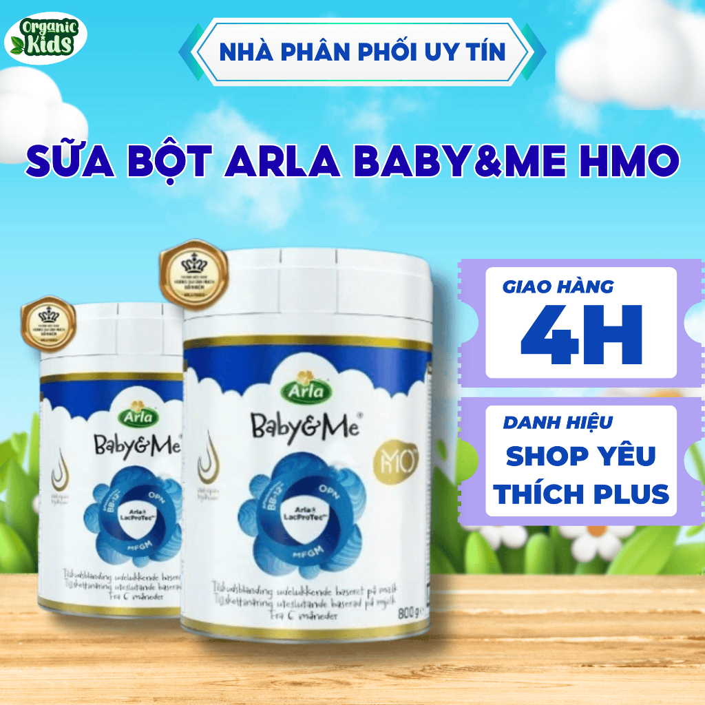Sữa Bột Arla Baby&Me HMO Hữu Cơ Chuẩn Âu 5HMO, OPN, MFGM, Hỗ Trợ Miễn Dịch Não Bộ Lon 800g