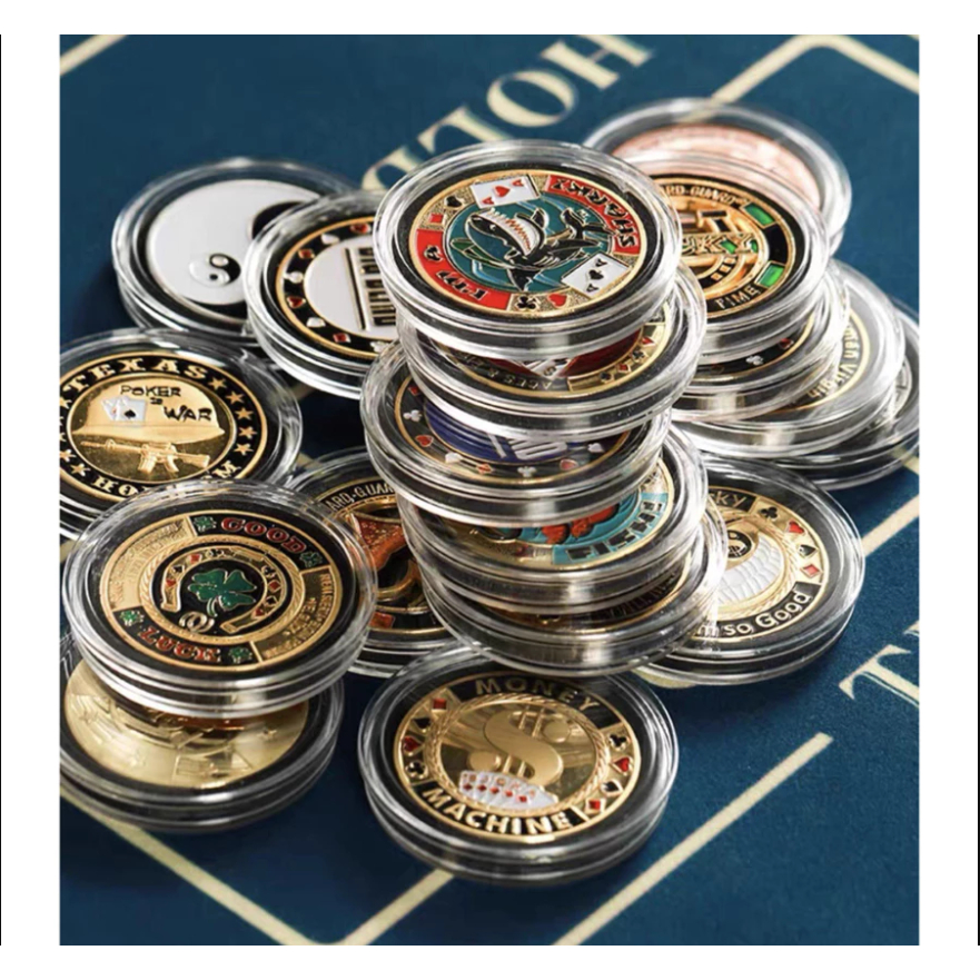 Đồng xu phỉnh POKER may mắn, Xu dằn bài, Poker guard, Card guard, Chip guards, Đồng xu bảo vệ bài