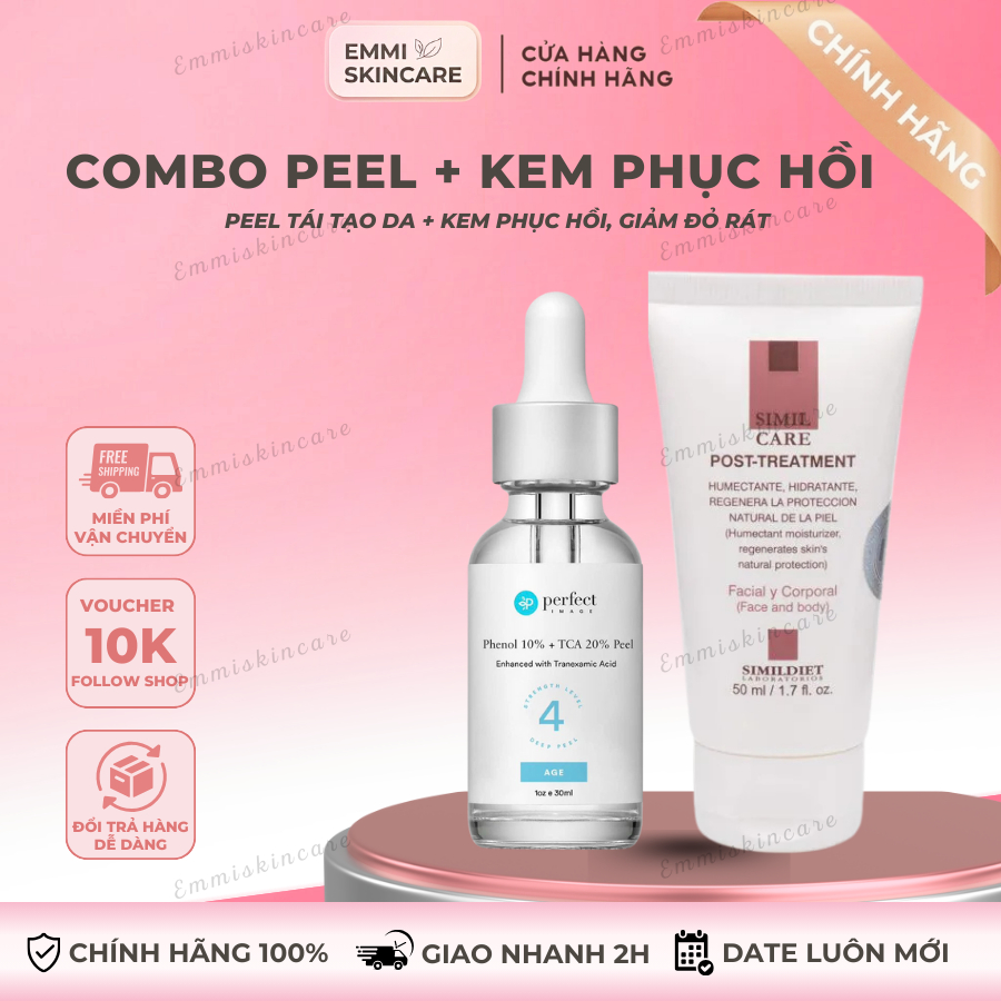 [Combo dùng thử] Peel Perfect Image Phenol 10% + TCA 20 Và Kem Phục Hồi Simildiet Post Treatment