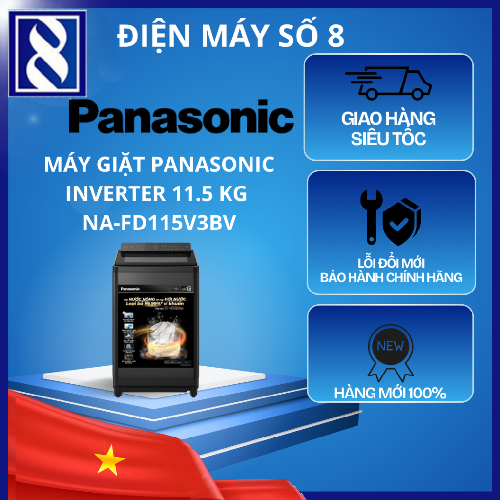 Điện Máy Số 8 | NA-FD115V3BV | Máy giặt Panasonic Inverter 11.5 Kg NA-FD115V3BV - Chính Hãng