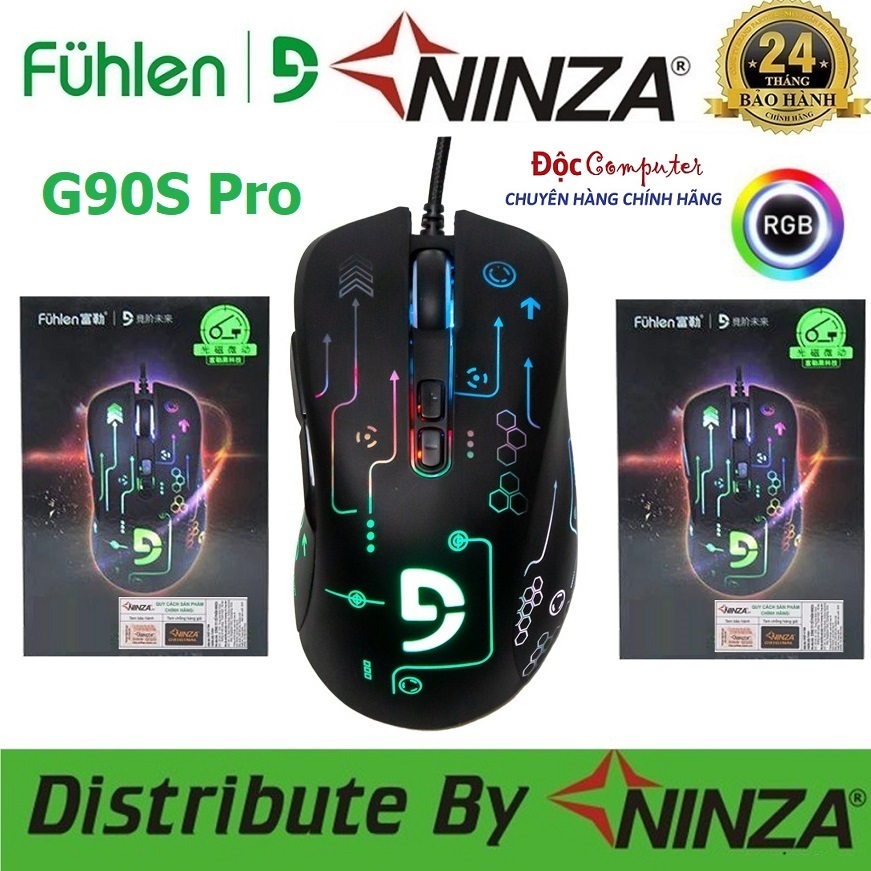 Chuột Gaming Fuhlen G90s Pro Leb RGB (App chỉnh led RGB/ Macro/ 7 nút bấm rất tiện lợi) - Chính Hãng