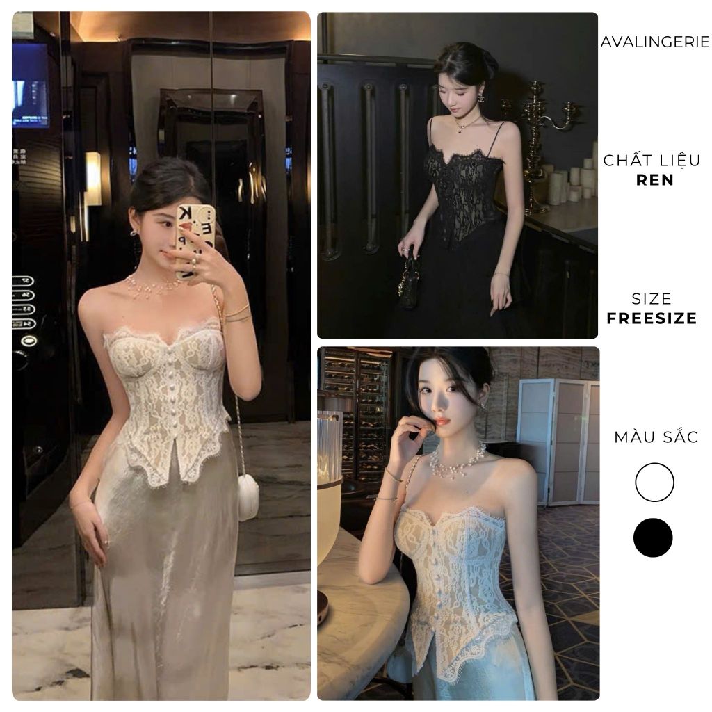 Áo Quây Ren Nữ Áo Coooset Định Hình Cúp Ngực Áo Quây Chất Liệu Ren Mềm Mại Sang Trọng Avalingerie AL