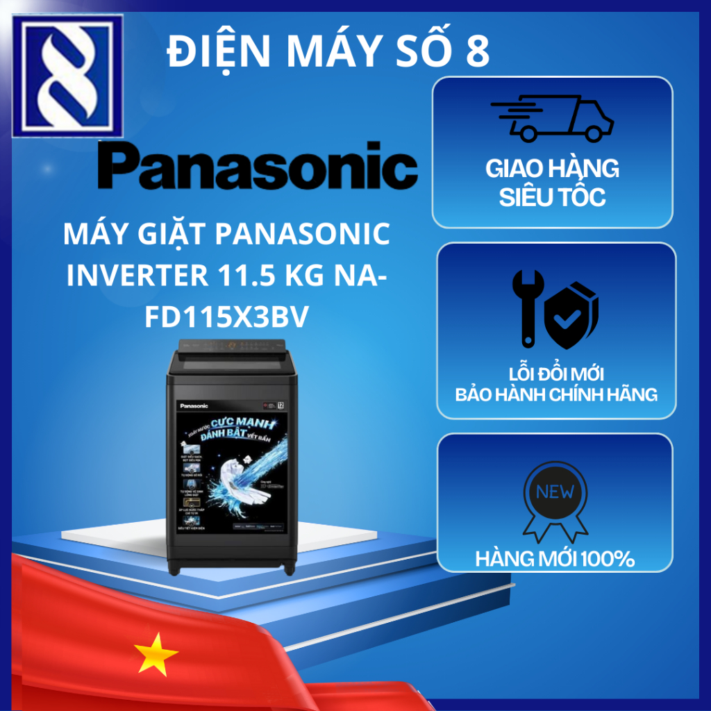 Điện Máy Số 8 | NA-FD115X3BV | Máy giặt Panasonic Inverter 11.5 Kg NA-FD115X3BV - Chính Hãng