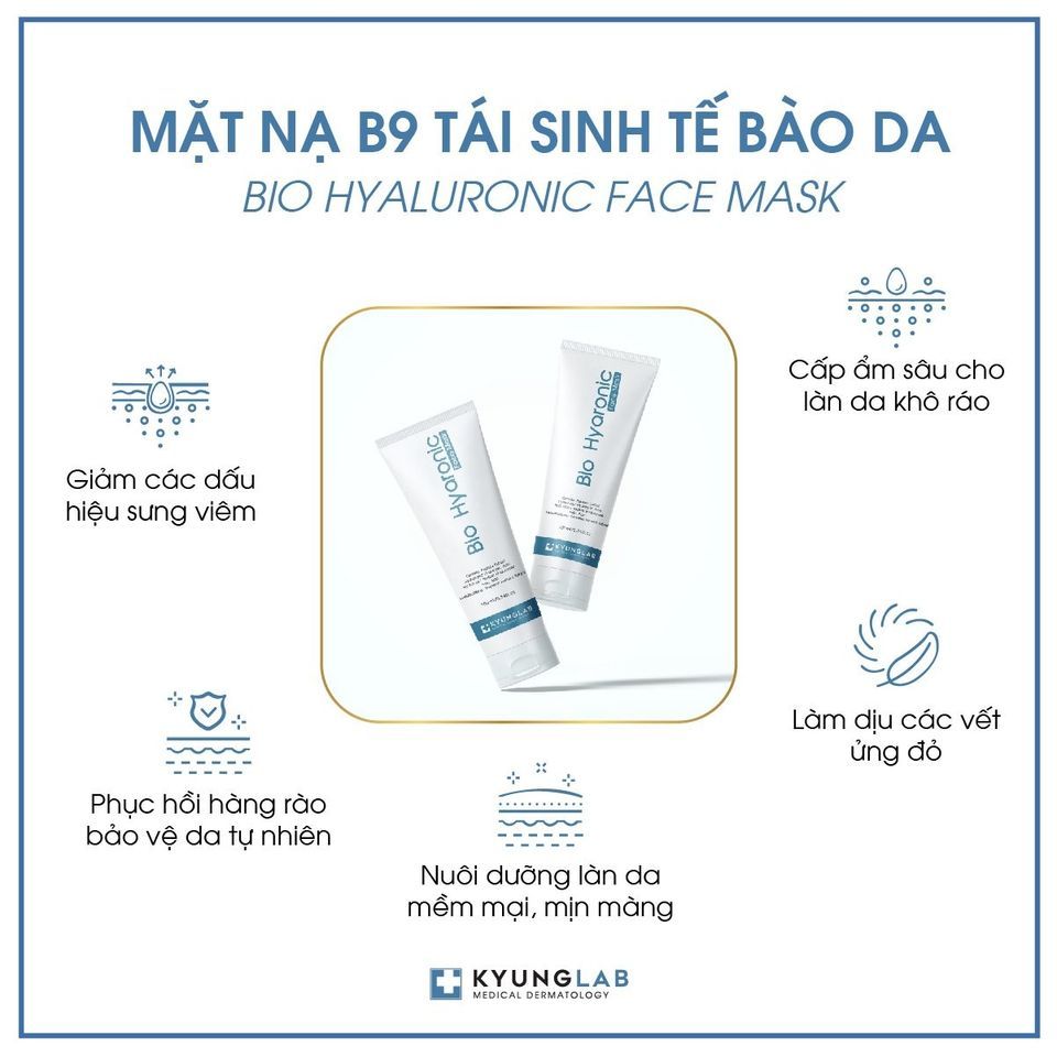 Mặt nạ KYUNG LAB VITAMIN B9 BIO HYALURONIC FACE MASK cấp ẩm, làm dịu da, ngừa lão hóa 100m