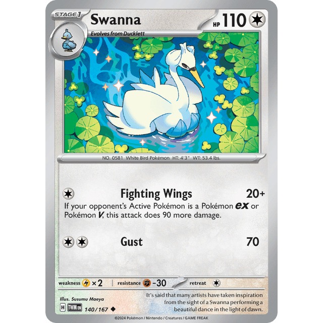 [Thẻ bài Pokemon EN] Swanna 140/167 Twilight Masquerade (TWM)